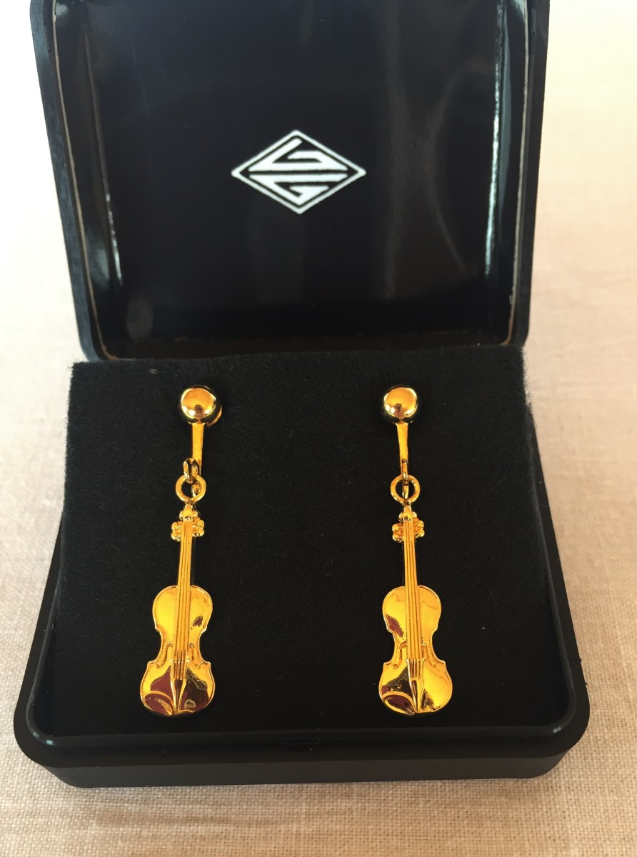 Altın Kaplama Keman Küpe - G&G