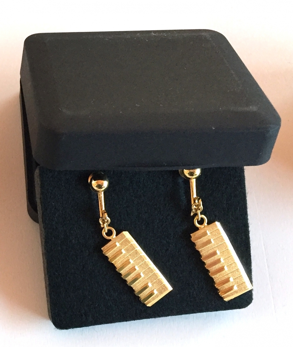 Altın Kaplama Klavye Küpe - G&G