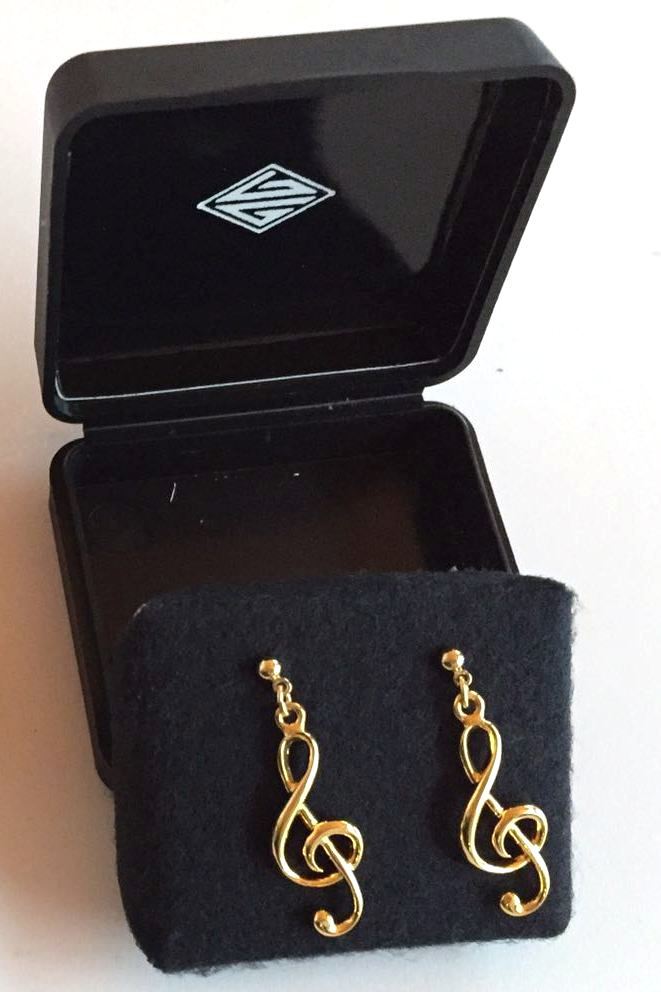 Altın Kaplama Sol Anahtarı Küpe - G&G