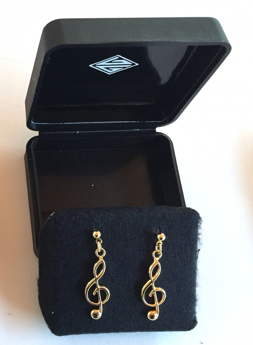 Altın Kaplama Sol Anahtarı Küpe - G&G