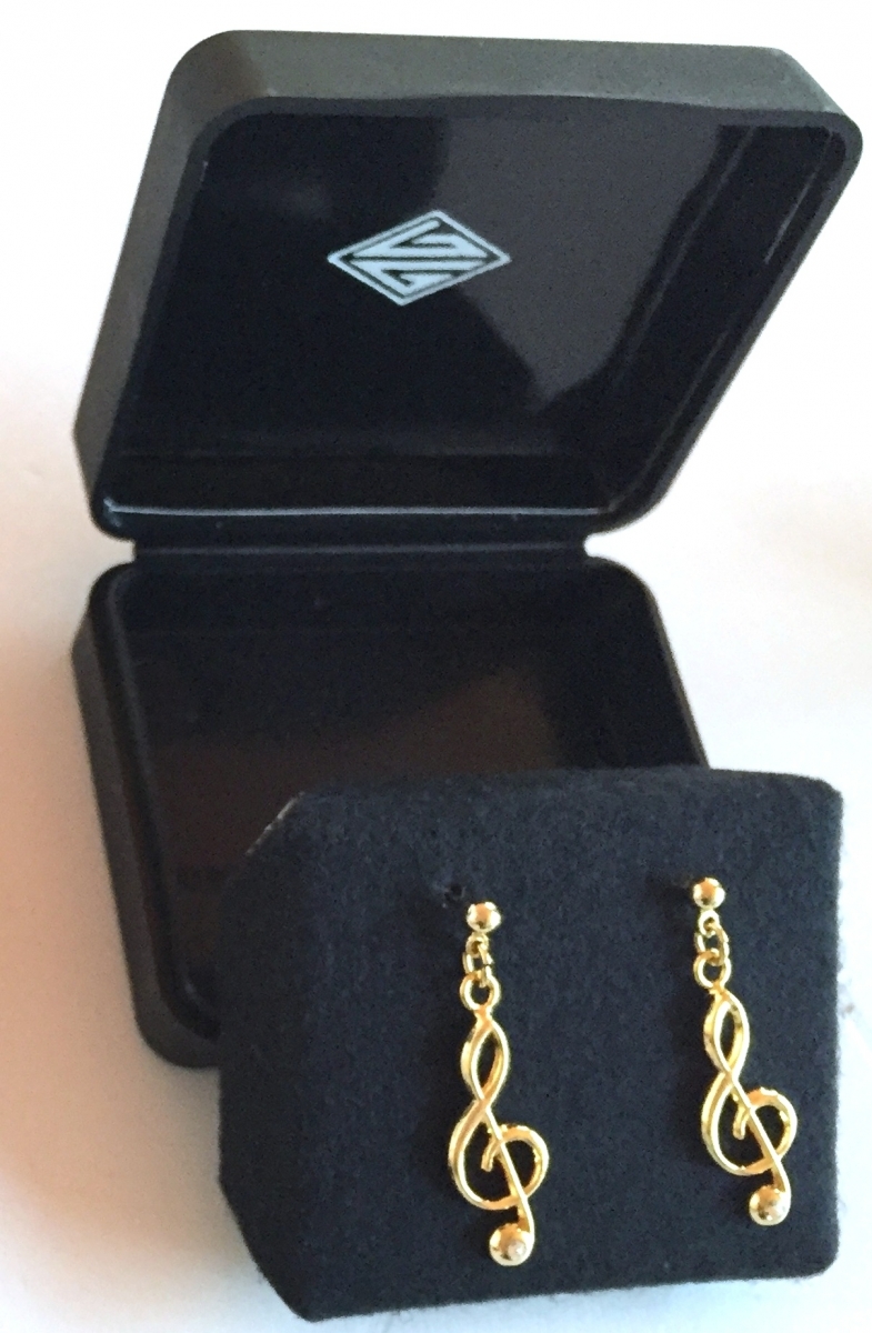 Altın Kaplama Taşlı Sol Anahtarı Küpe - G&G