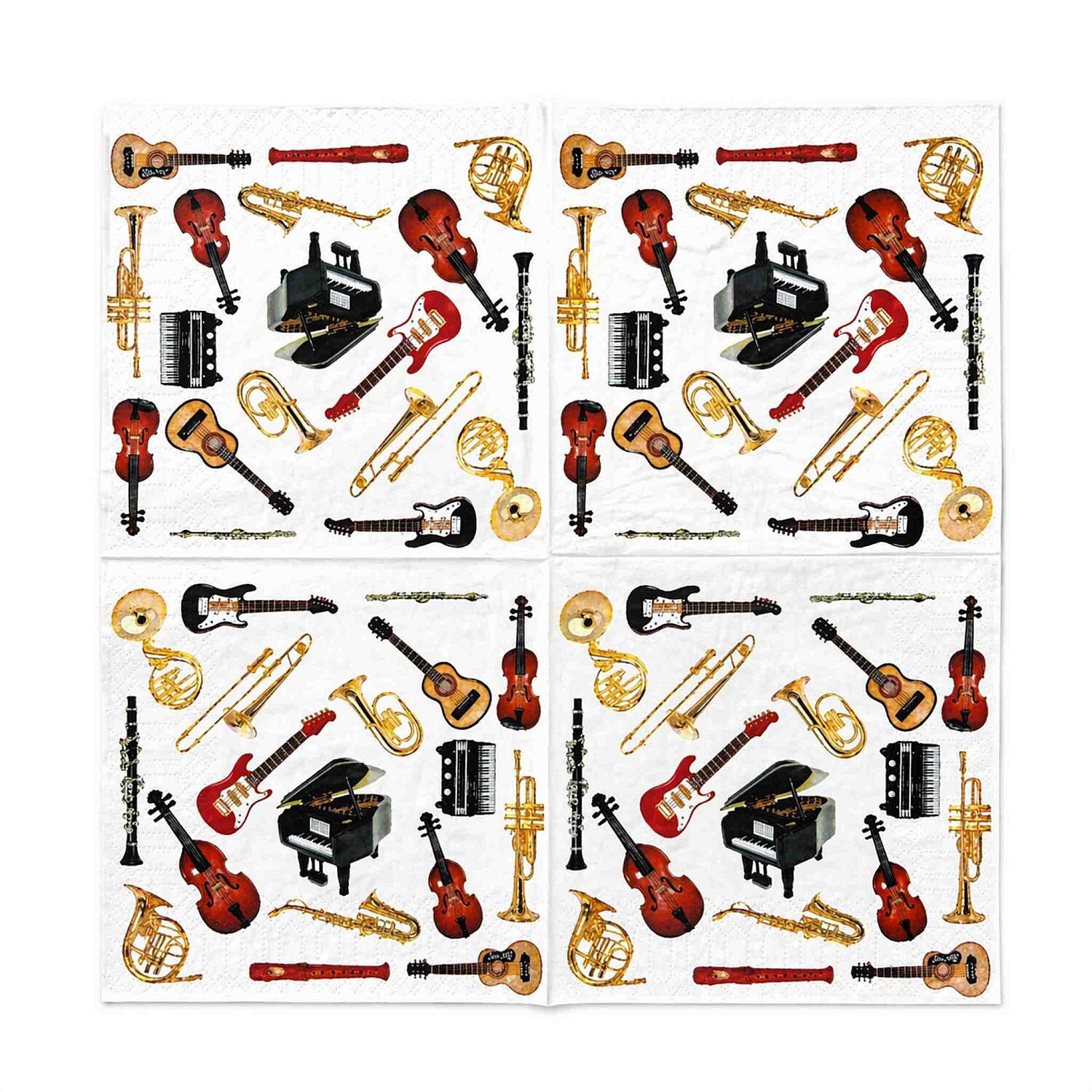 Enstrüman Desenli Kağıt Peçete - 2