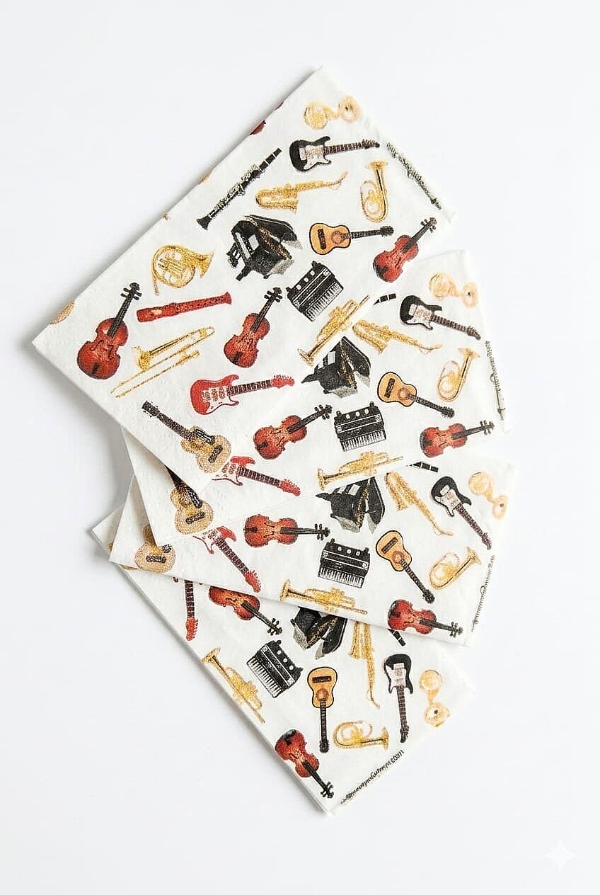 Enstrüman Desenli Mendil - 1