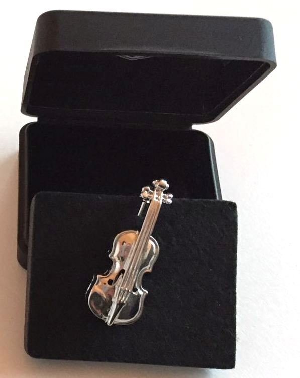 Gümüş Kaplama Keman Broş - G&G