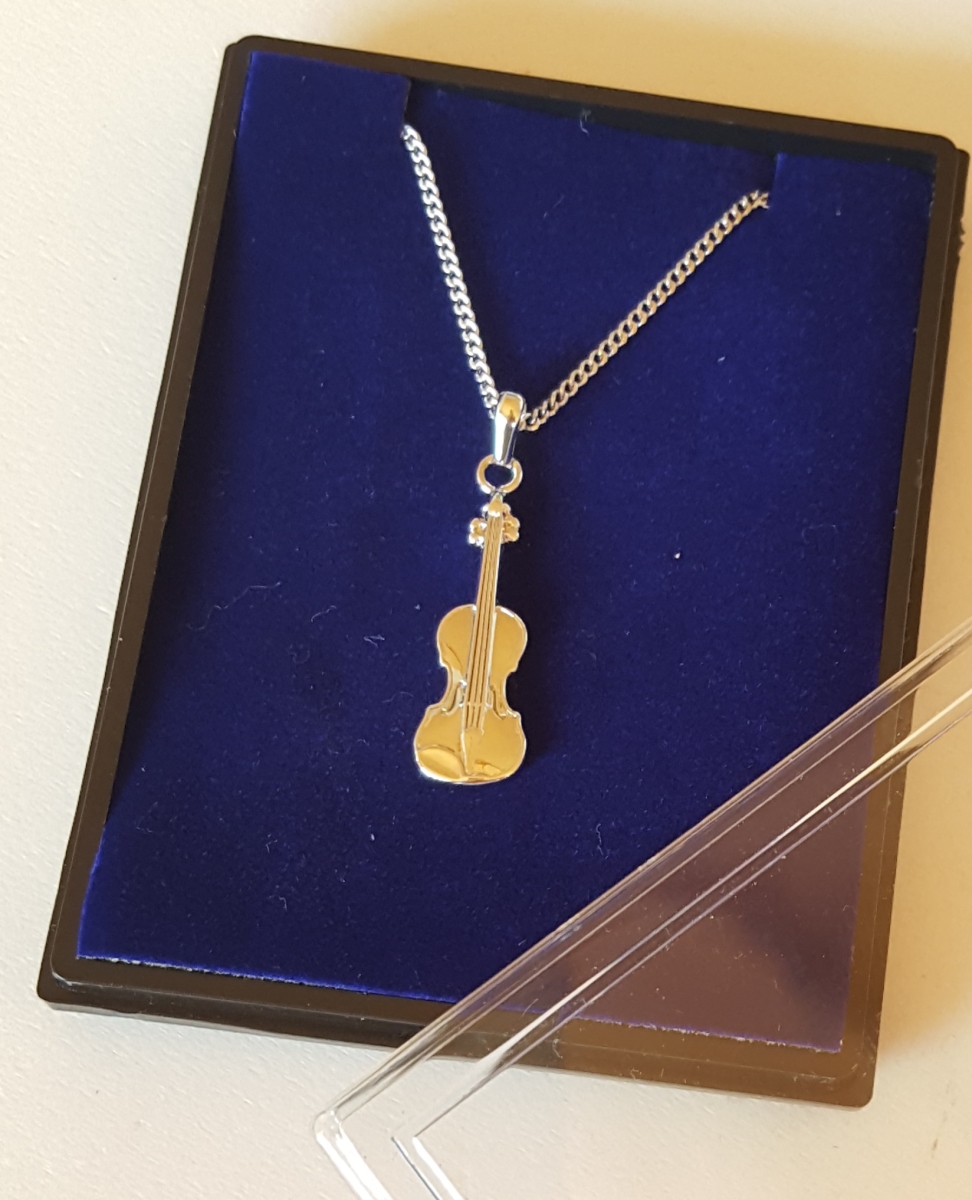 Gümüş Kaplama Keman Kolye - G&G