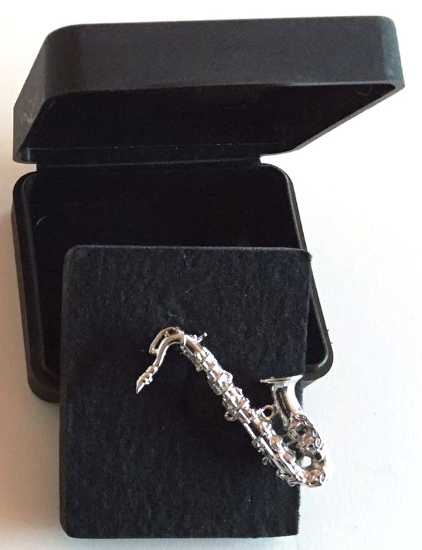 Gümüş Kaplama Saksafon Broş - G&G