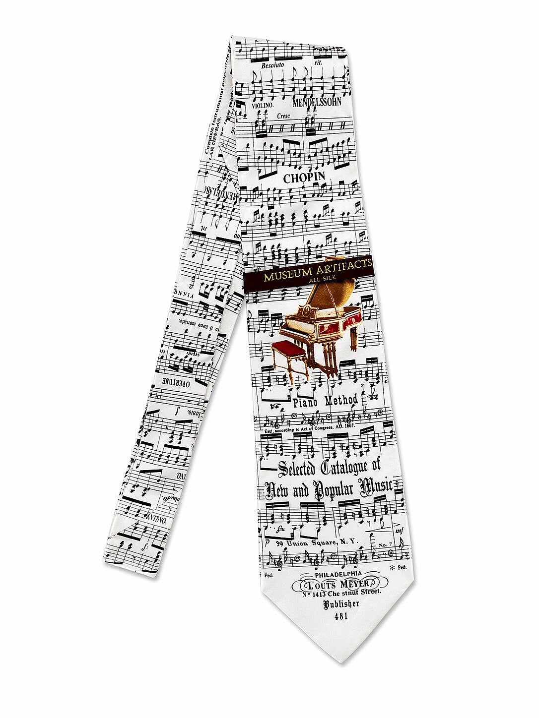 Notalı & Piyanolu İpek Kravat - 1