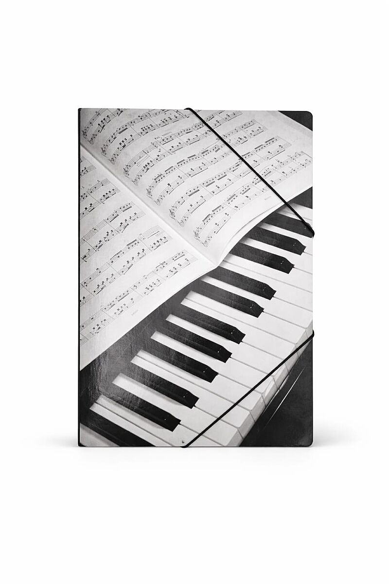 Piyano ve Nota Desenli Lastikli Dosya - 1