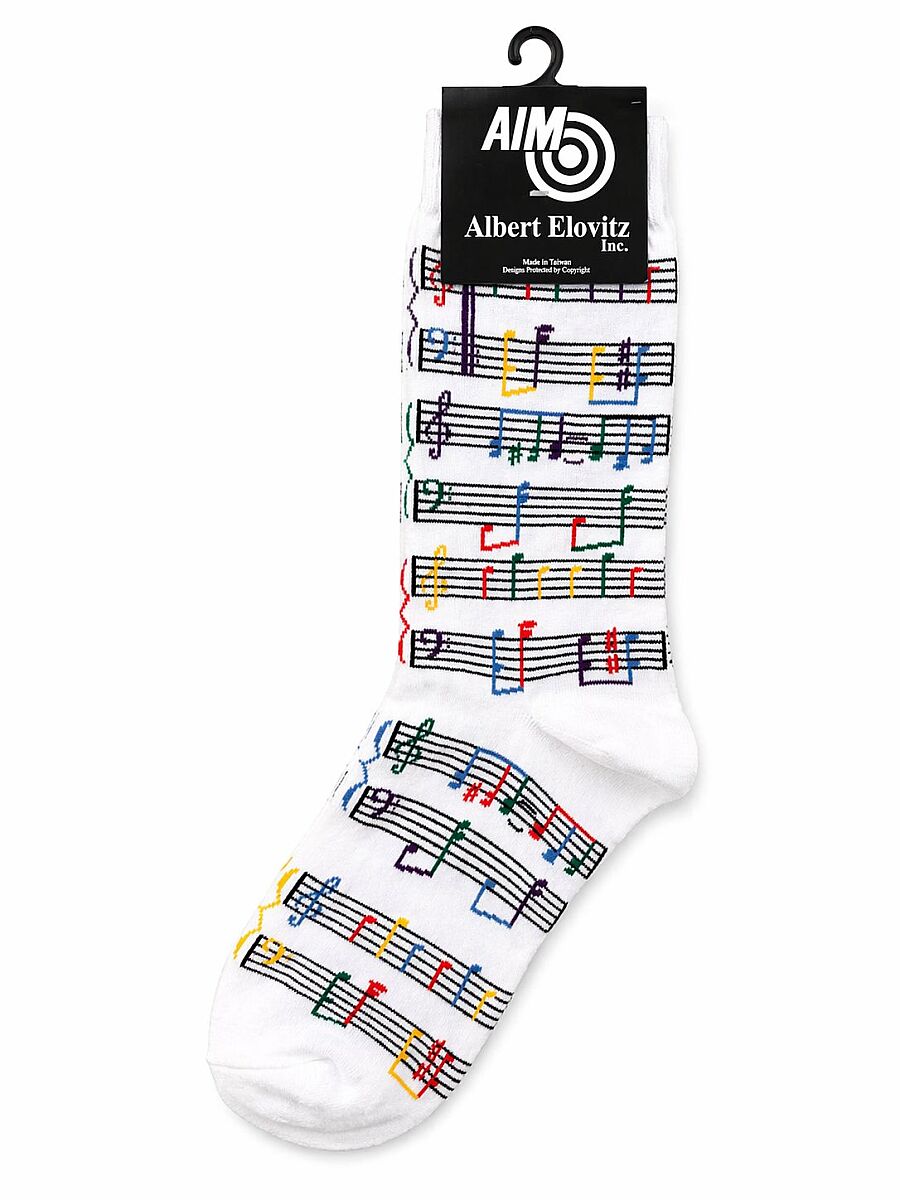 Renkli Nota Desenli Çorap - 1