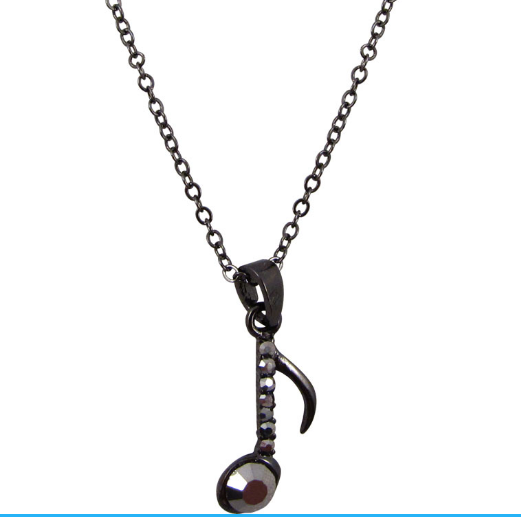 Sekizlik Notalı Siyah Kristal Kolye - AİM GİFTS