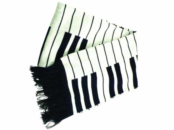 Piyano Tuşeli Siyah - Beyaz Atkı - 1