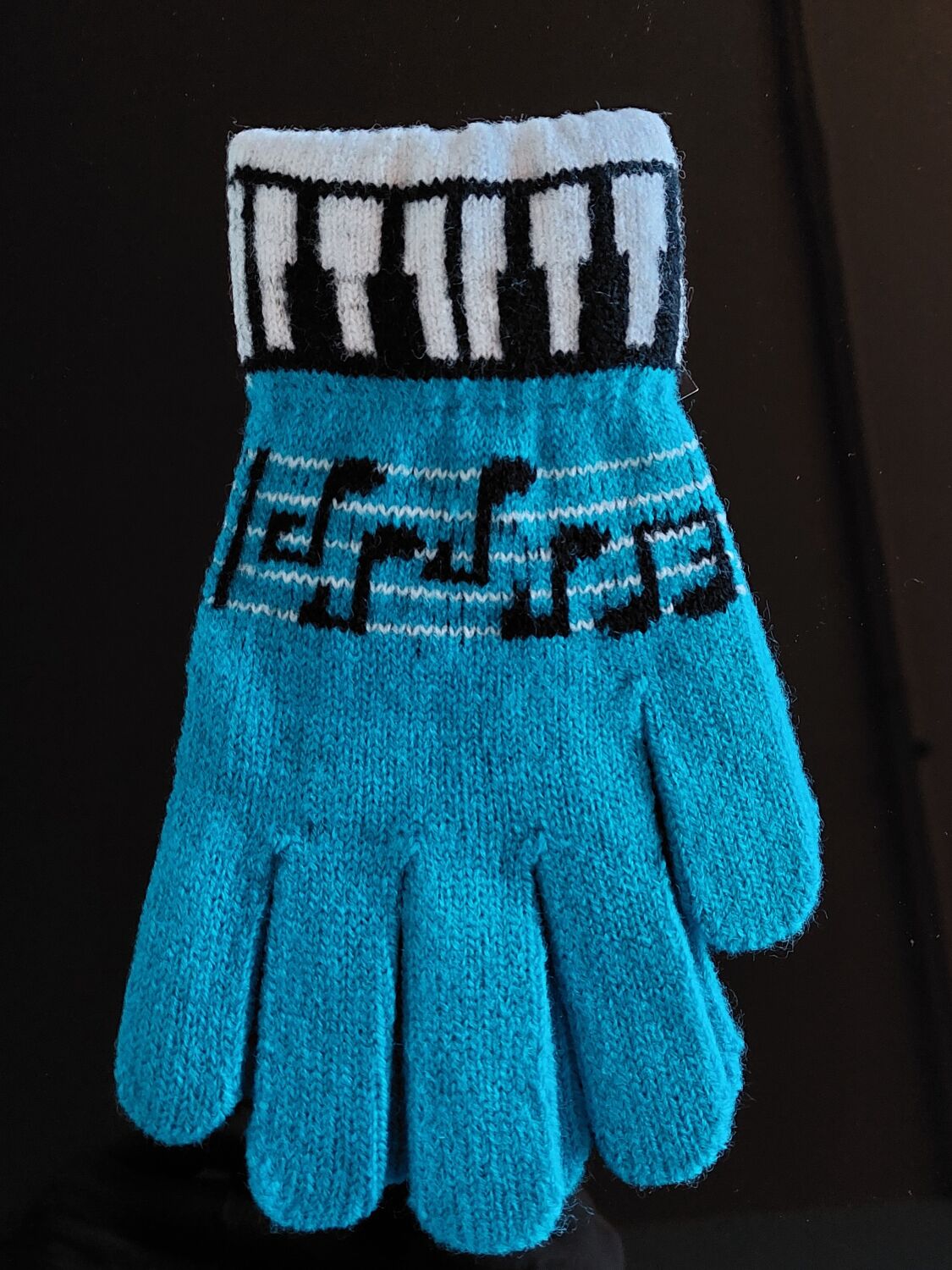 Tuşeli ve Notalı Mavi Çocuk Eldiveni - 2