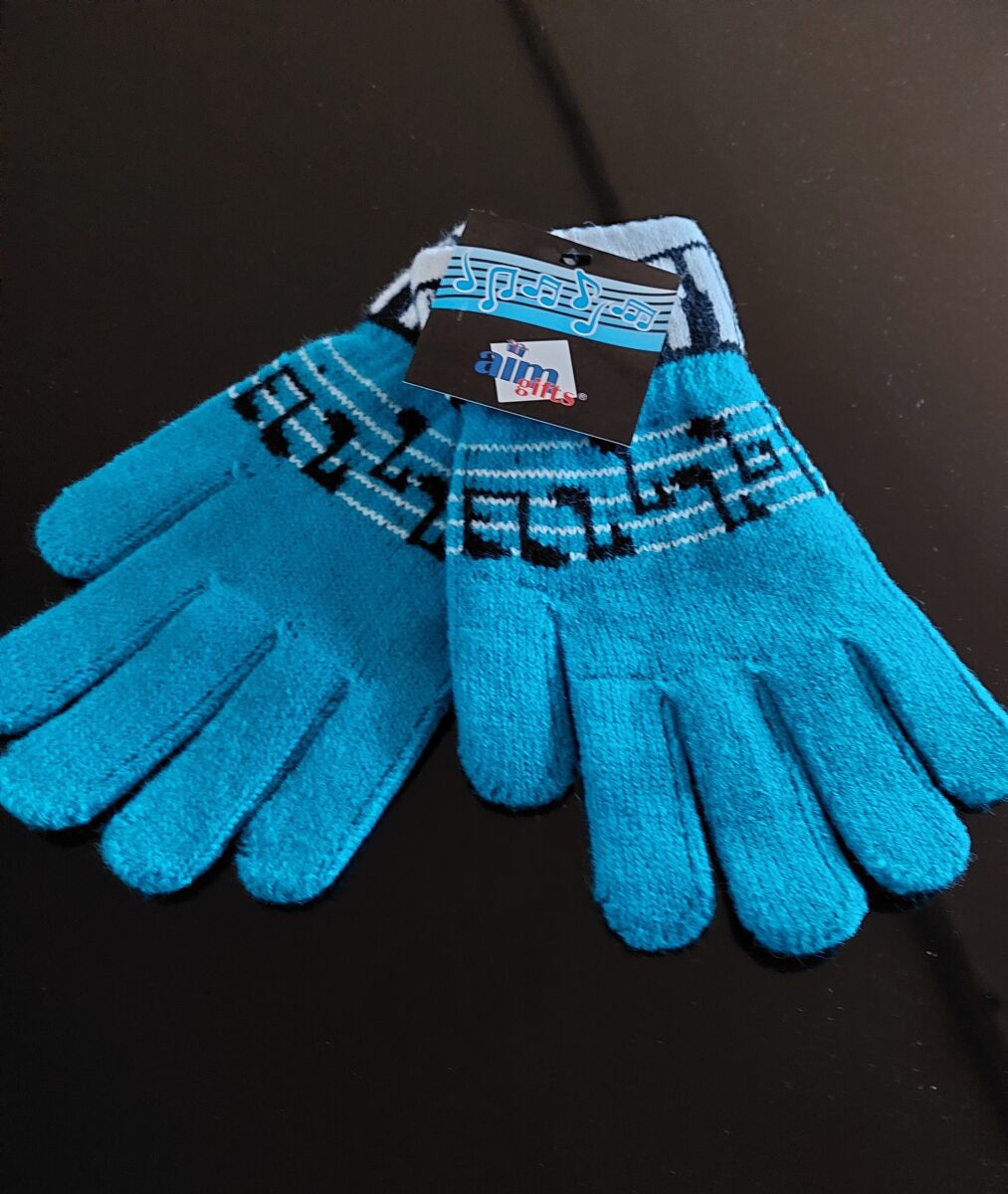 Tuşeli ve Notalı Mavi Çocuk Eldiveni - AİM GİFTS