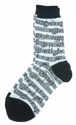 Nota Sayfası Desenli Beyaz Kadın Çorabı - AİM GİFTS