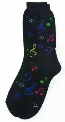 Karışık Notalı Siyah Kadın Çorabı - AİM GİFTS