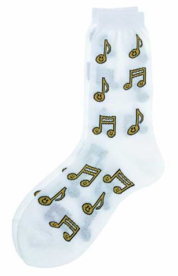 Altın Renkli Nota Desenli Kadın Çorabı - AİM GİFTS