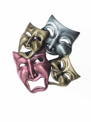 Komedi Trajedi Maskeleri Yaka İğnesi - Thumbnail