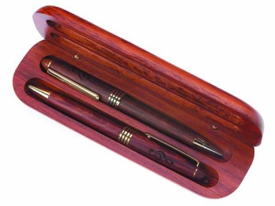 Lüks Gül Ağacı Ahşap İkili Kalem Set - AİM GİFTS