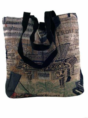 Piano Desenli Goblen Dizayn Kapitone Çanta - AİM GİFTS