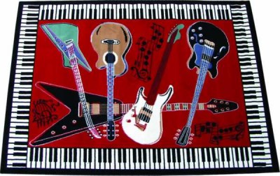 Gitar - Tuşe Desenli Kırmızı Halı - AİM GİFTS