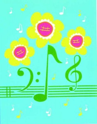 Müzikal Çiçekler Not Kartı - Thumbnail