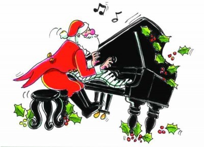 Piyano Çalan Noel Baba Yılbaşı Kartı