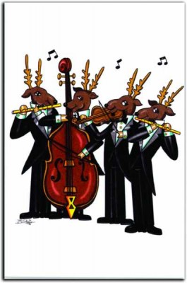 Reindeer Quartet Yılbaşı Kutlama Kartı - Thumbnail