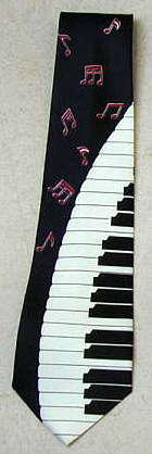 Piyano Tuşları Temalı Polyester Siyah Kravat