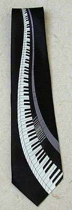 Piyano Tuşları Temalı Polyester Lacivert Kravat