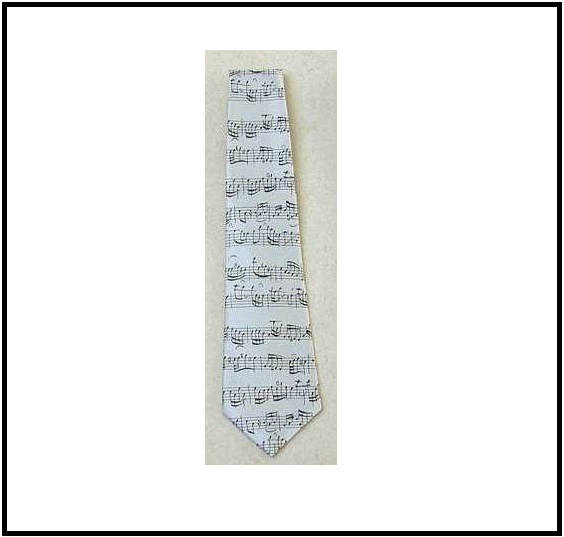 Notalı Gri Polyester Kravat - Musikboutique