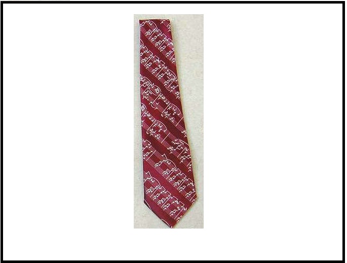 Notalı Bordo Polyester Kravat - Musikboutique