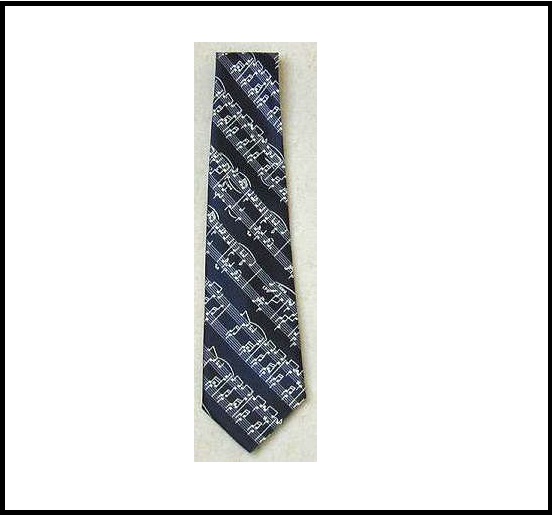 Notalı Lacivert Polyester Kravat - Musikboutique