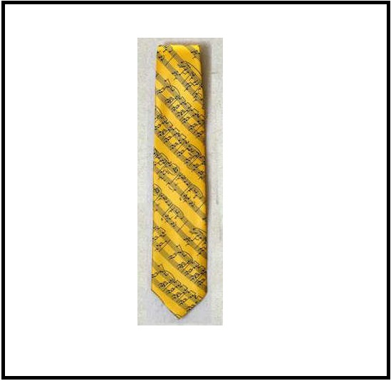 Notalı Sarı Polyester Kravat - Musikboutique