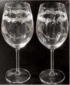 Notalı Cam Şarap Bardağı (2li)
