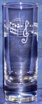 Notalı El Yapımı Cam Bardak - Musikboutique