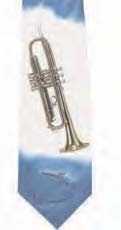 El Yapımı İpek Kravat - Trompet Desenli