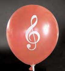 Sol Anahtarı Desenli Balon - Kırmızı - Thumbnail