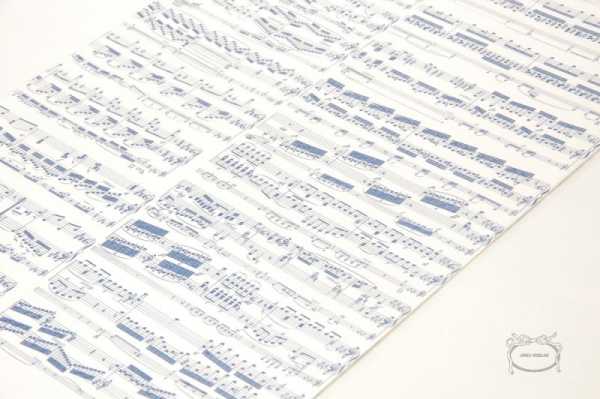Beethoven Notalı Kap Kağıdı - Mavi