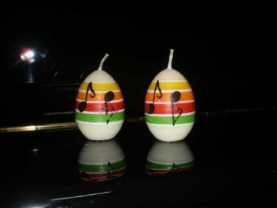 Renkli Notalı Yumurta Mum 2 li Set - Thumbnail