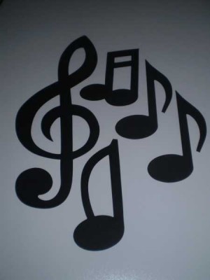 Siyah Sol Anahtarı ve Notalar Dekor Süs 5 li Set - Musikboutique