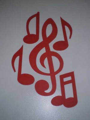 Kırmızı Sol Anahtarı ve Notalar Dekor Süs 5 li Set - 3