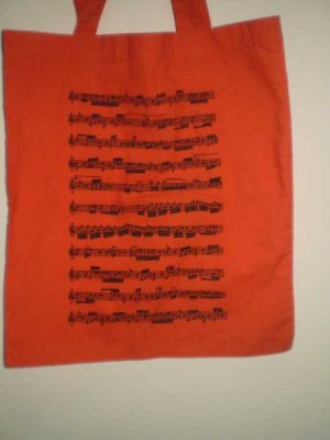 Notalı Kırmızı Bez Çanta - Musikboutique