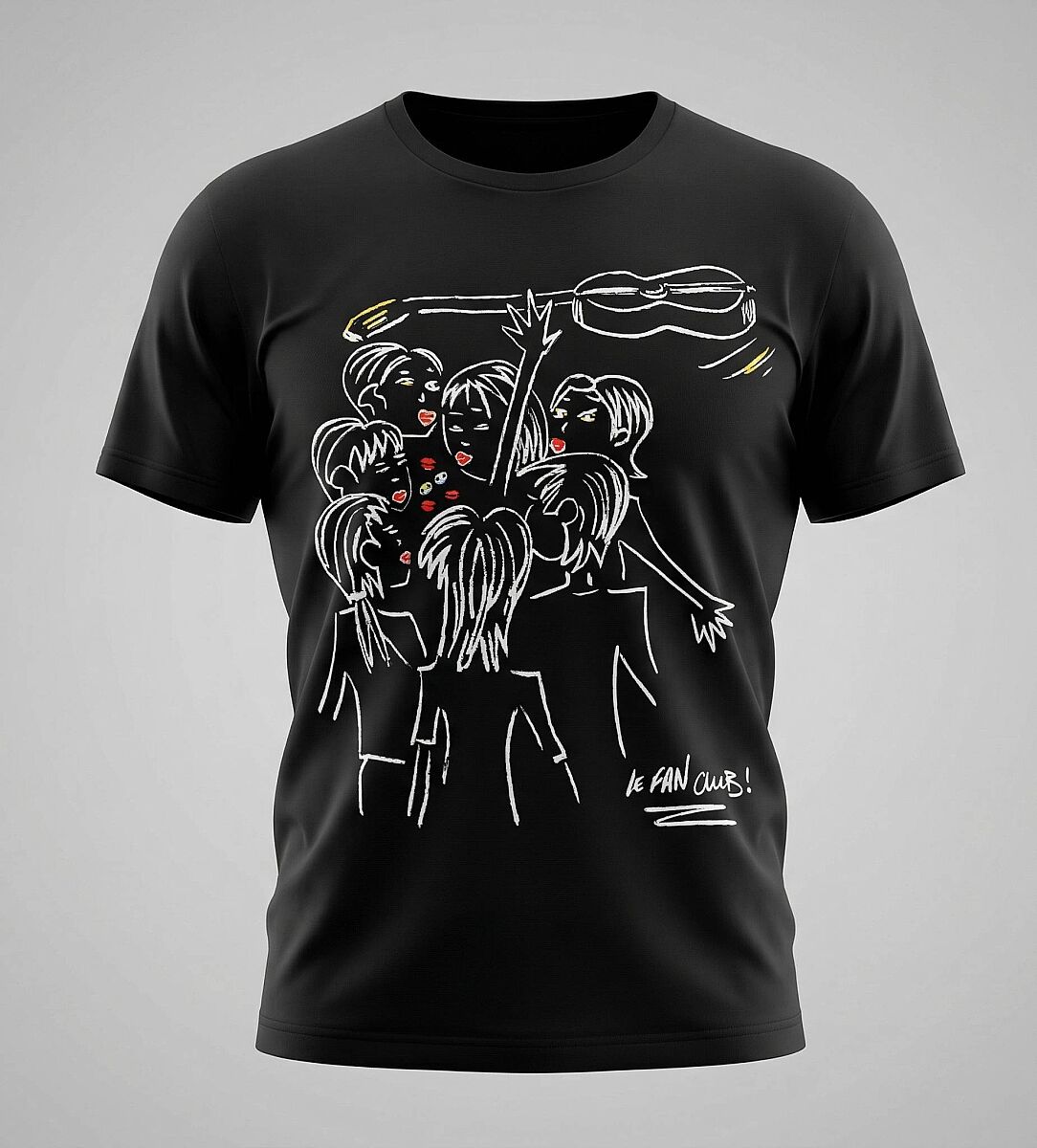 Gitarlı Kızlar Siyah Tişört - Musikboutique