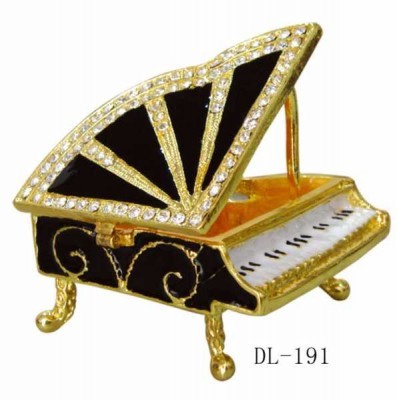 Taşlı Kuyruklu Piyano Şeklinde Mücevher Kutusu - Thumbnail