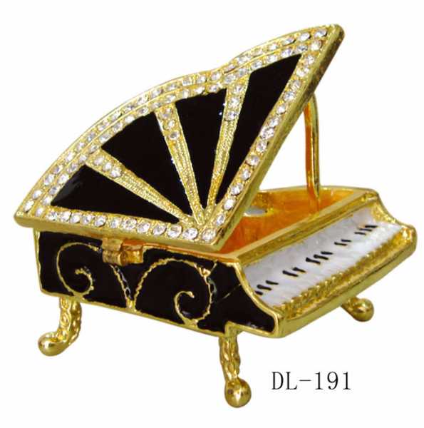 Taşlı Kuyruklu Piyano Şeklinde Mücevher Kutusu