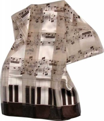 Notalı ve Tuşeli Kahverengi Saten Eşarp - AİM GİFTS