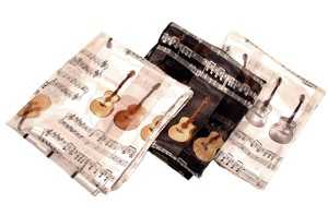 Gitarlı ve Notalı Beyaz/ Gri Saten Eşarp - AİM GİFTS