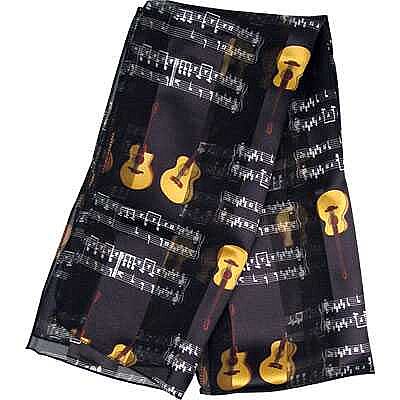 Gitarlı ve Notalı Saten Eşarp - 2