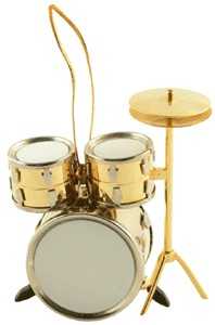 Askılı Çalgı Minyatür Davul Set Gold - AİM GİFTS