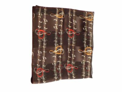 Sol Anahtarı ve Notalı Kahverengi Saten Eşarp - AİM GİFTS